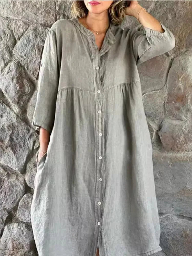 Gertrude™ - Cotton and Linen Shirt Dress