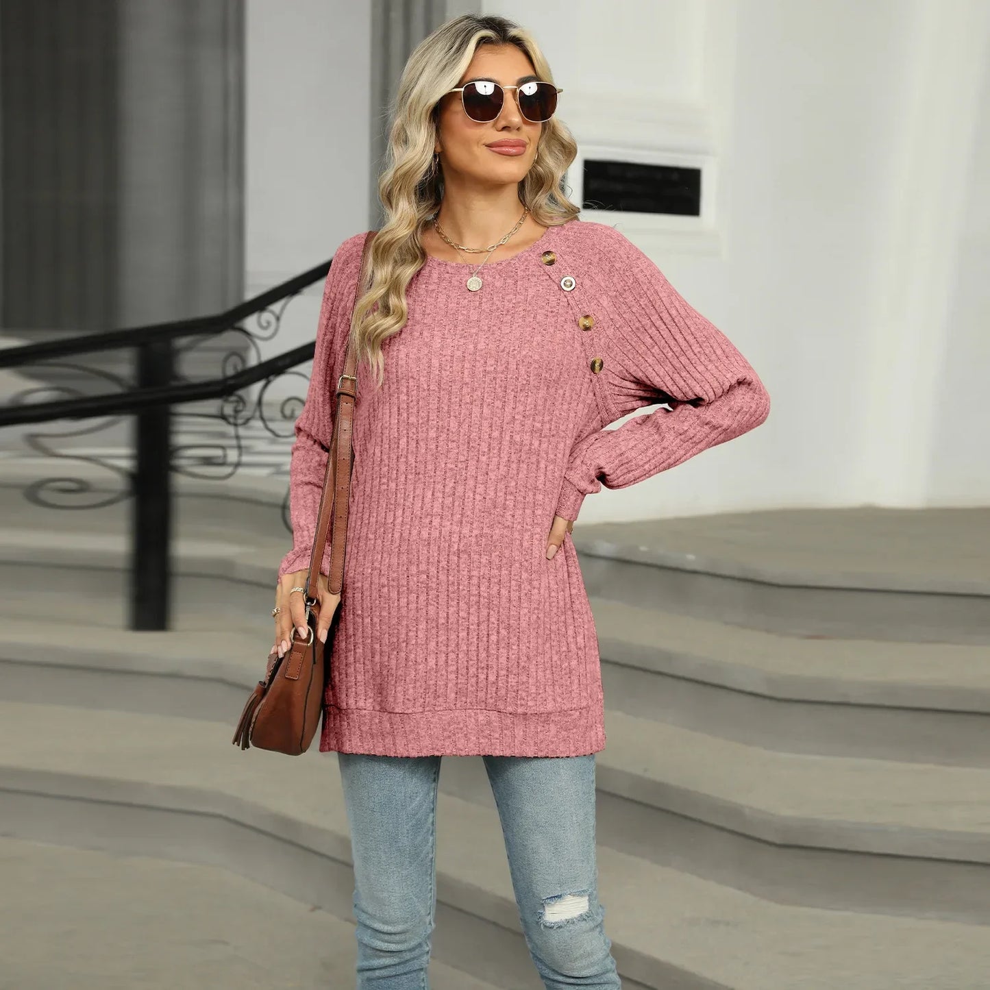 Aline™ - Elegant women's sweater with decorative buttons