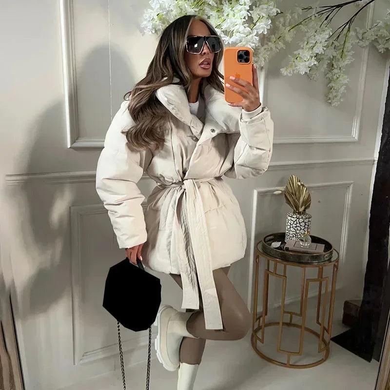 Désirée™ - Women's Short Coat with Stand-up Collar and Fitted Waist