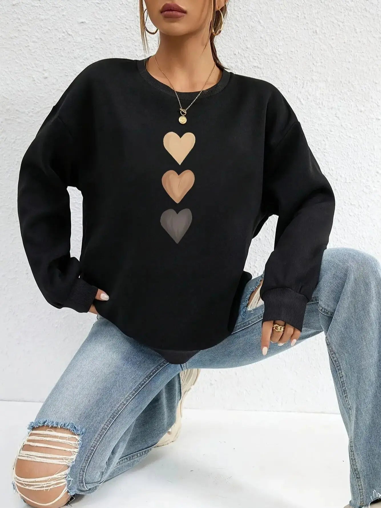 Belle™ - Women's Three Heart Print Sweatshirt