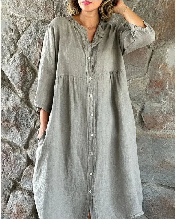 Gertrude™ - Cotton and Linen Shirt Dress