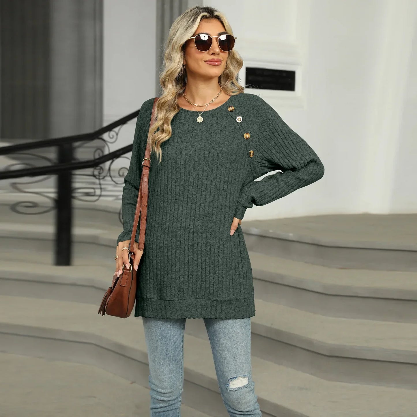 Aline™ - Elegant women's sweater with decorative buttons