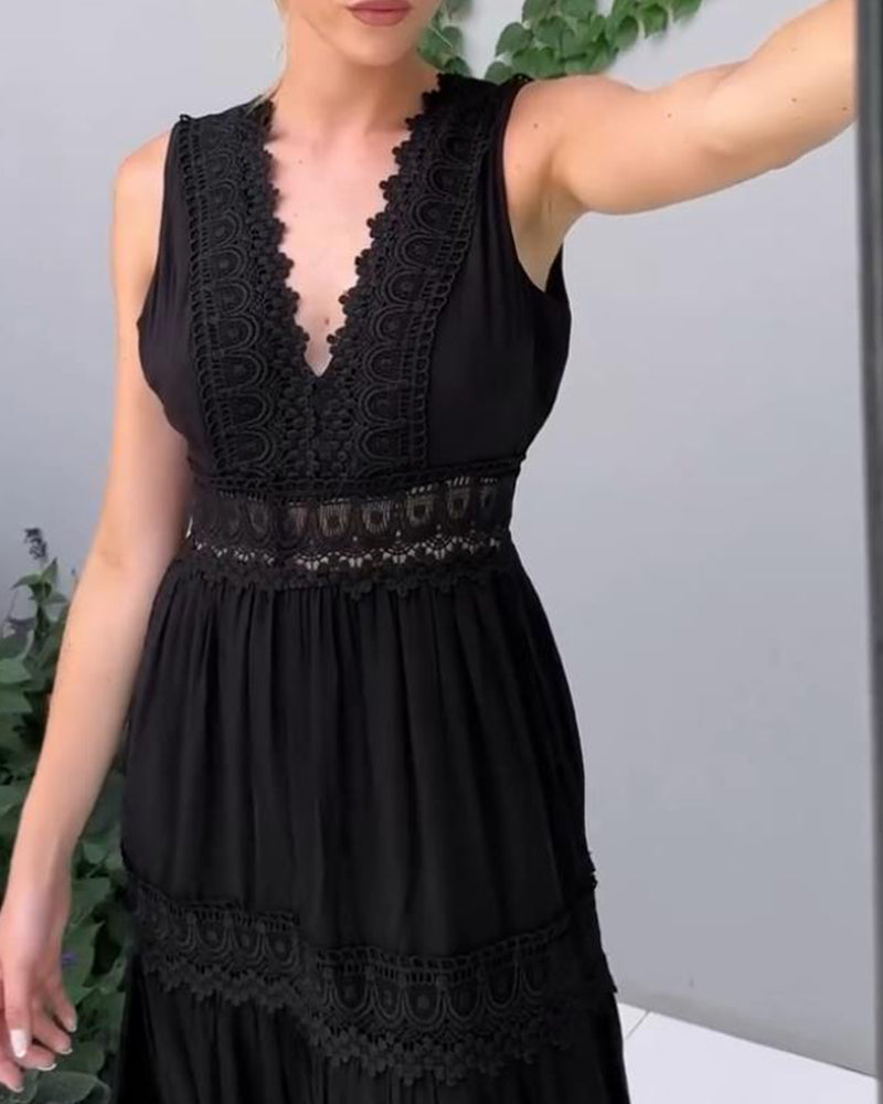 Mirna™ - Lace Tank Dress with V-Neckline