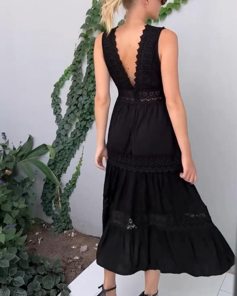 Mirna™ - Lace Tank Dress with V-Neckline