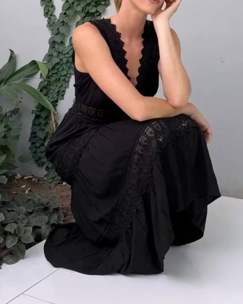 Mirna™ - Lace Tank Dress with V-Neckline