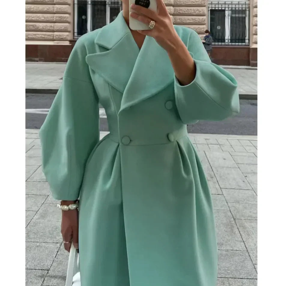 Joëlle™ - Vintage Lantern Sleeve Long Coat