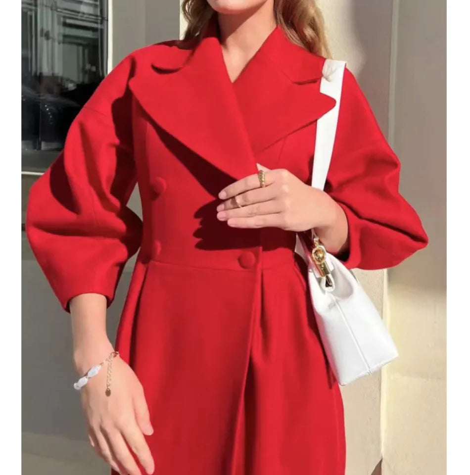 Joëlle™ - Vintage Lantern Sleeve Long Coat