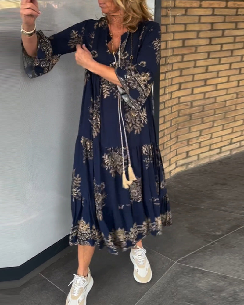 Meline™ - Loose V-Neck Vintage Dress