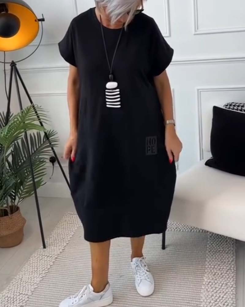 Marie™ Women's Casual Short Sleeve Letter Print Dress