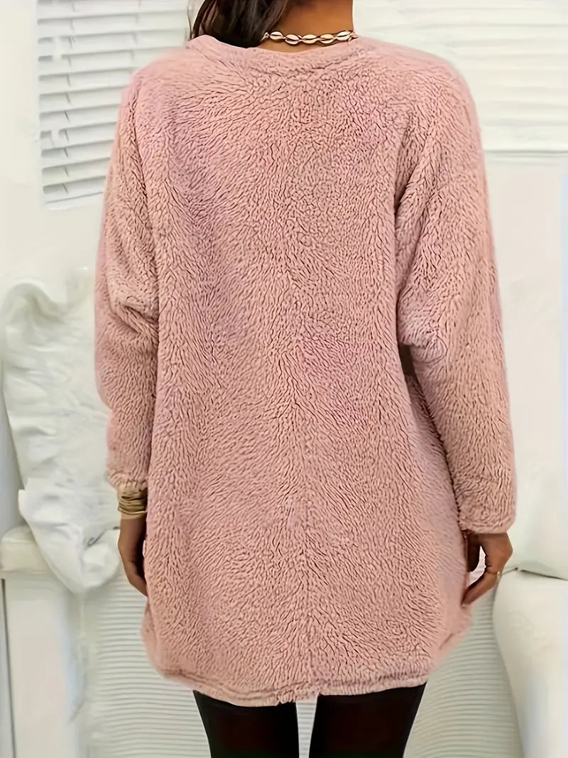 Patrice™ - Colorful Heart Fleece Sweatshirt with Pockets