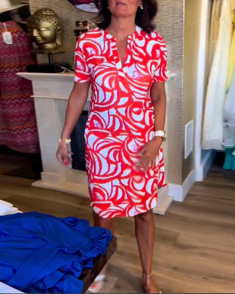 Mira™ - Printed V-Neck Dress