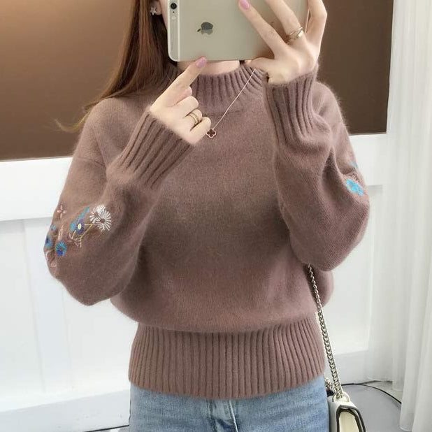 Andrée™ - Thick Flower Embroidered Sweater