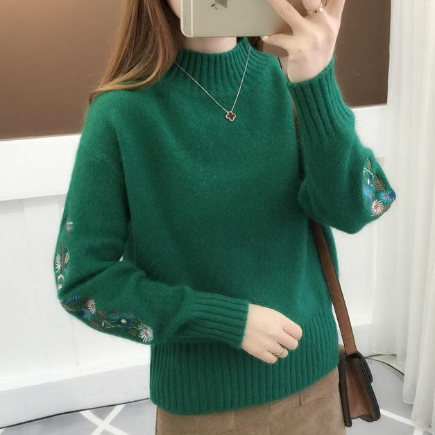 Andrée™ - Thick Flower Embroidered Sweater