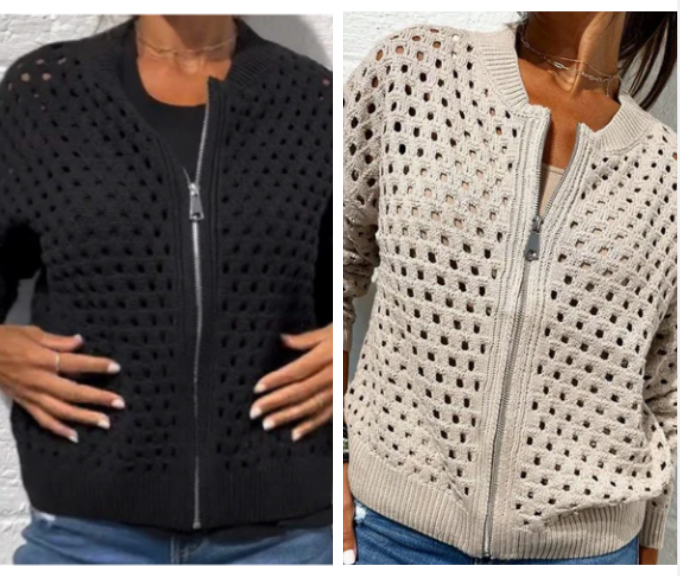 Florence™ - Women's Knitted Jacket with Zipper and Cutouts