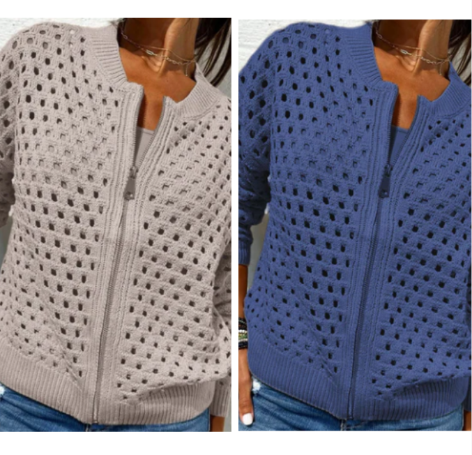 Florence™ - Women's Knitted Jacket with Zipper and Cutouts