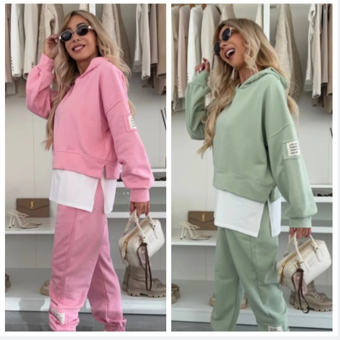Philippine™ - Patchwork Hooded Sweatshirt Set