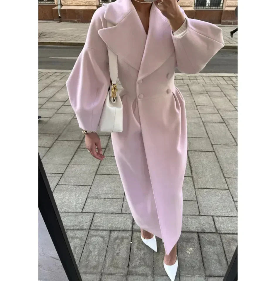 Joëlle™ - Vintage Lantern Sleeve Long Coat