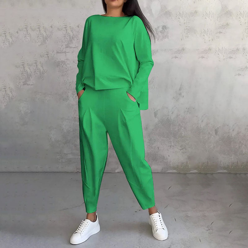 Ophélie™ - Long Sleeves with Round Neck & Pants 2 Piece Set