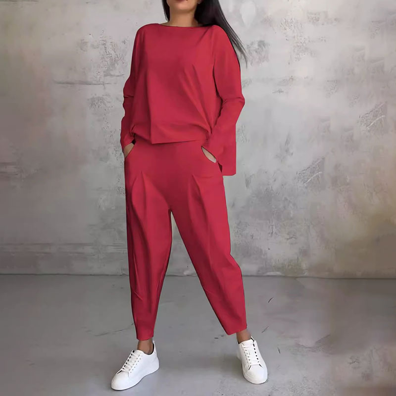 Ophélie™ - Long Sleeves with Round Neck & Pants 2 Piece Set