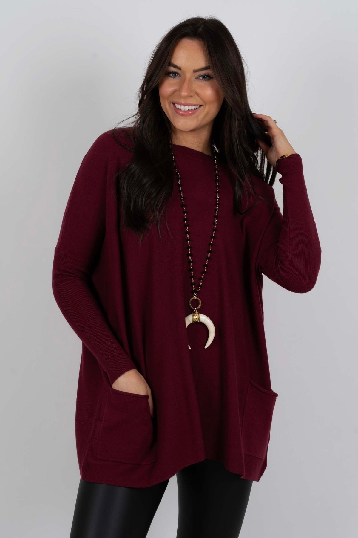 Chanel™ - Women's Long Sleeve Tunic Sweater with Pockets