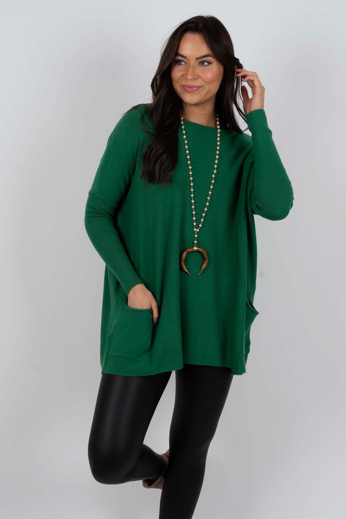 Chanel™ - Women's Long Sleeve Tunic Sweater with Pockets