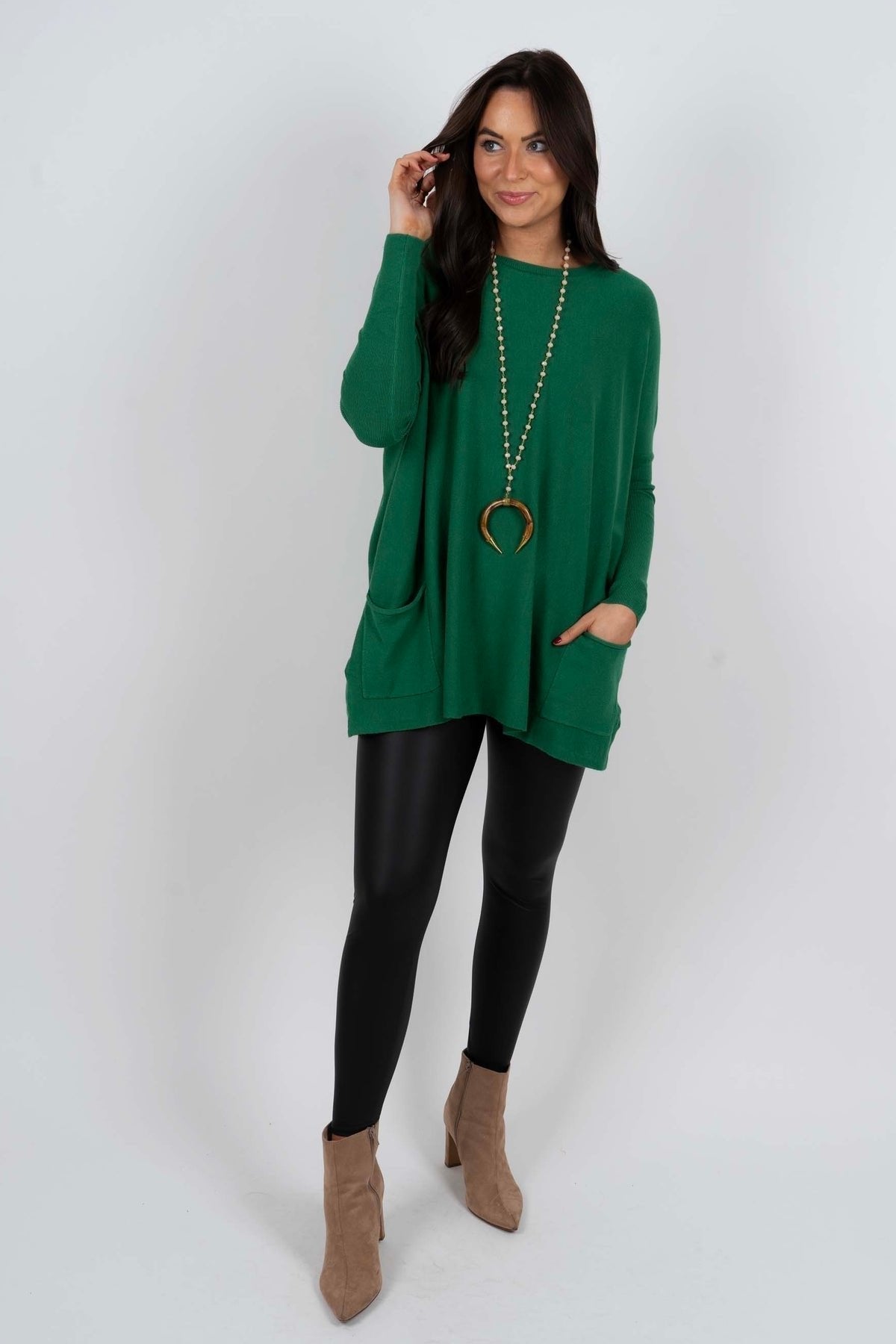 Chanel™ - Women's Long Sleeve Tunic Sweater with Pockets