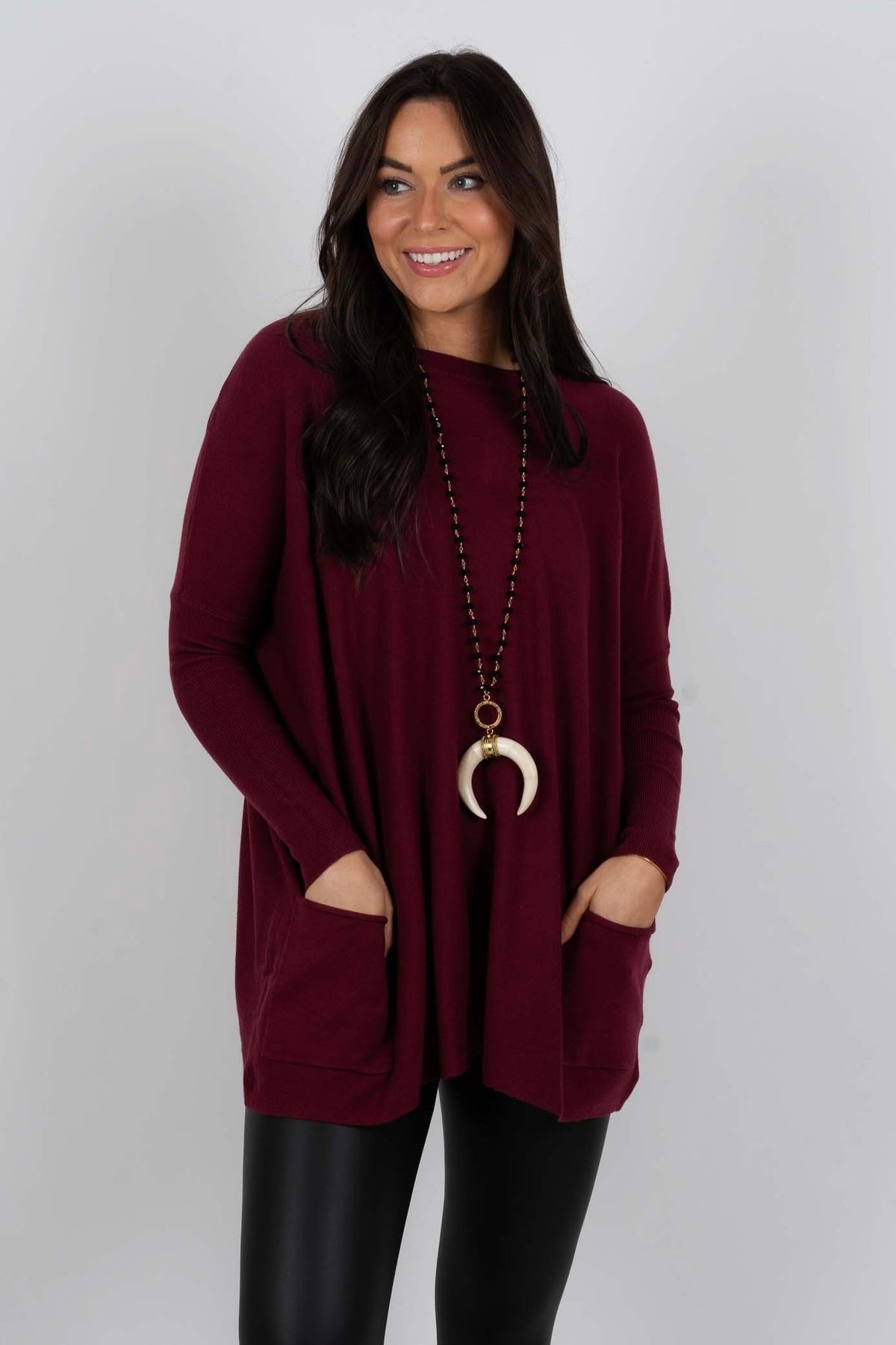 Chanel™ - Women's Long Sleeve Tunic Sweater with Pockets