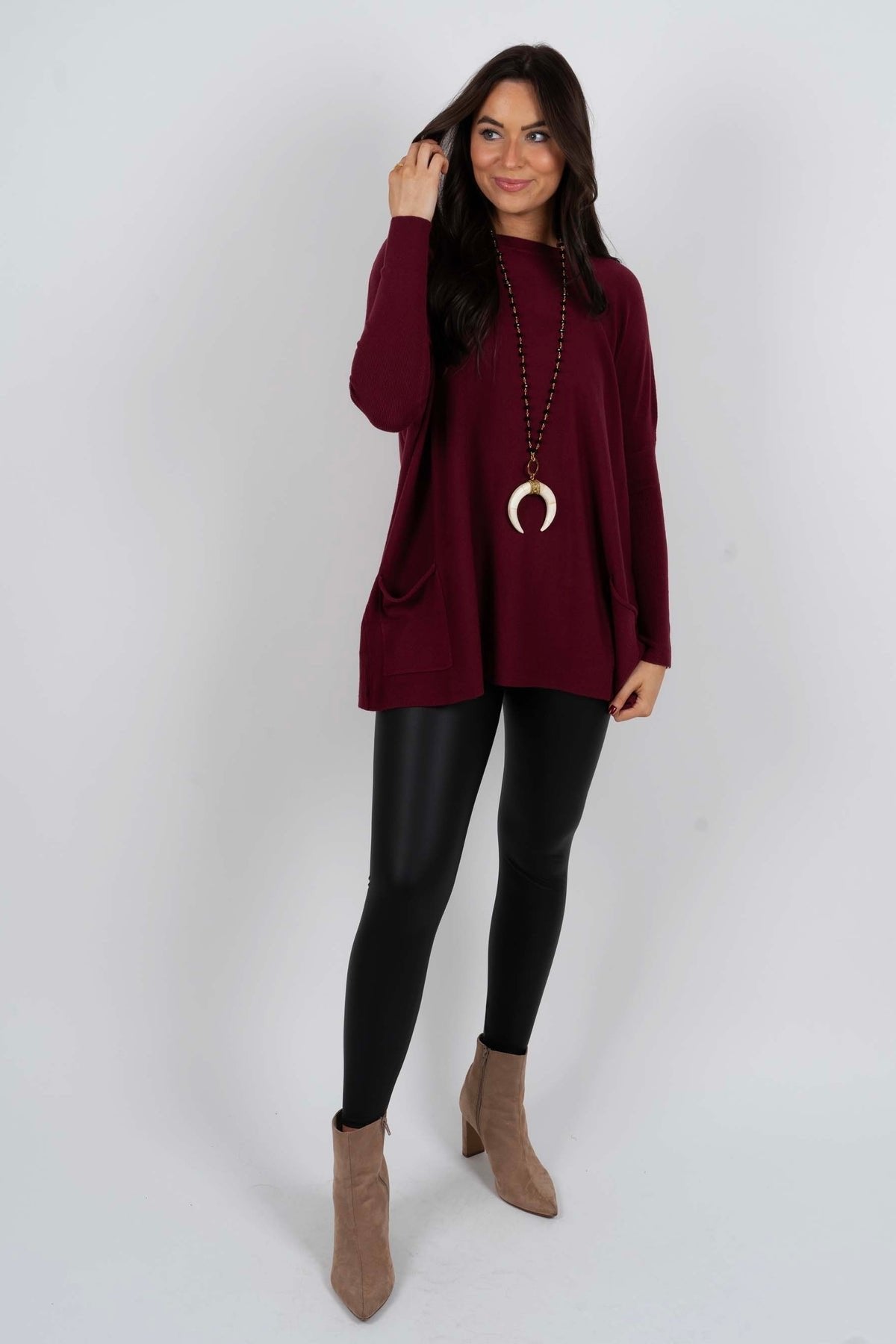Chanel™ - Women's Long Sleeve Tunic Sweater with Pockets