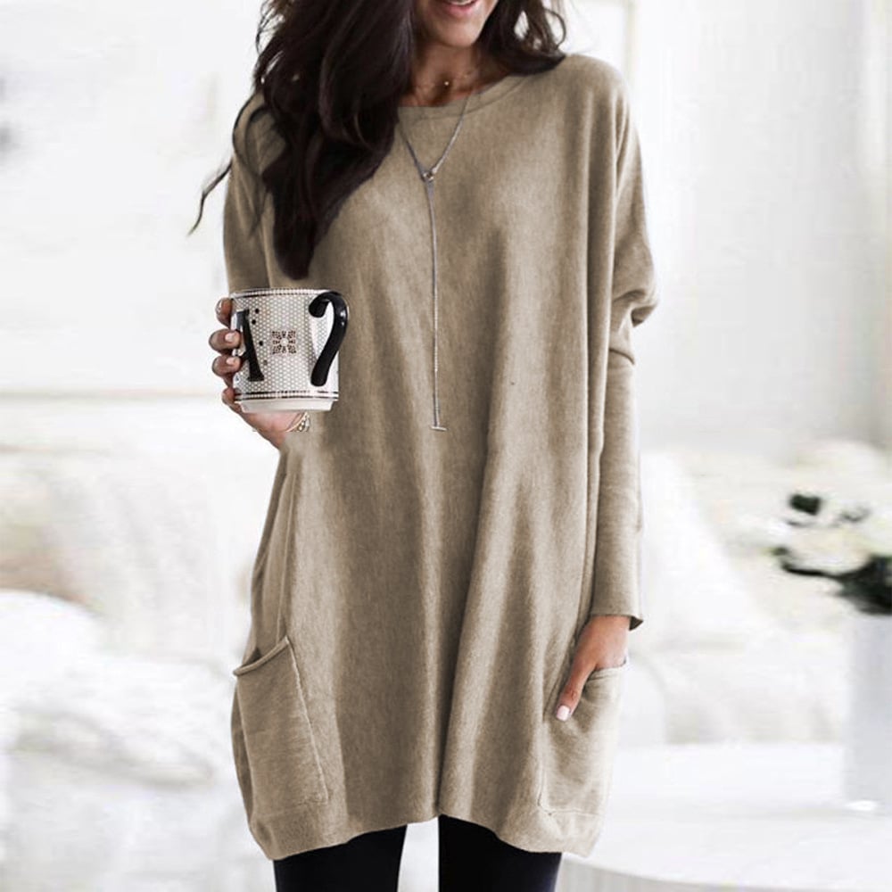 Chanel™ - Women's Long Sleeve Tunic Sweater with Pockets