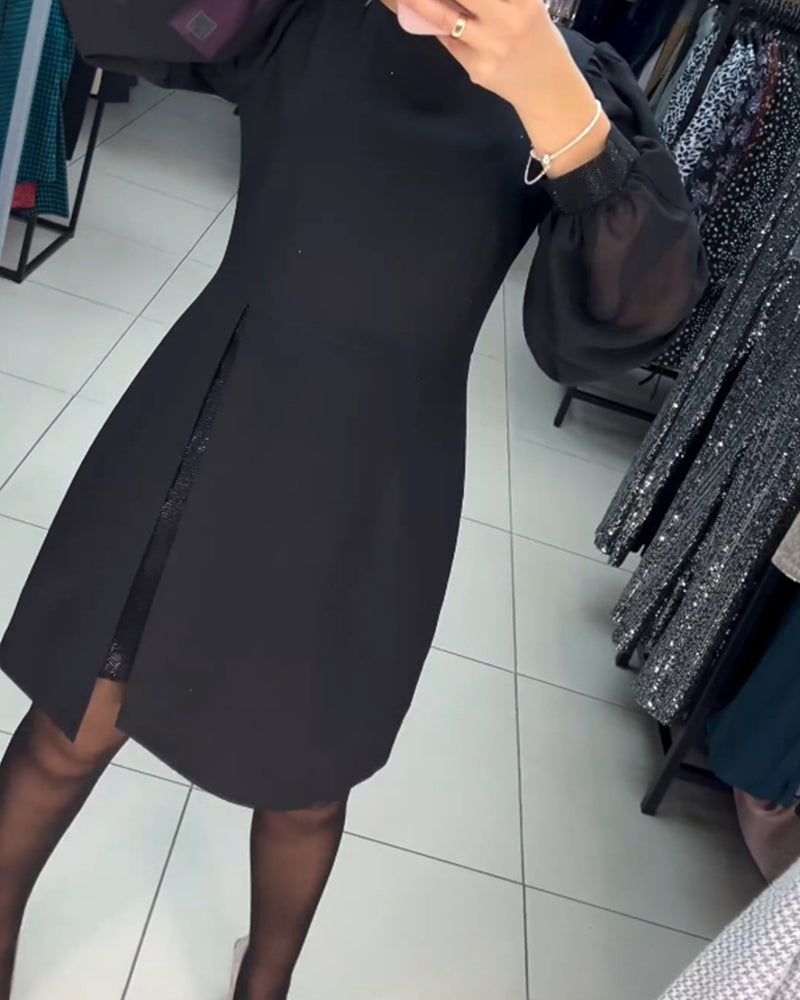 Carine™ - Elegant two-piece midi dress with high slit