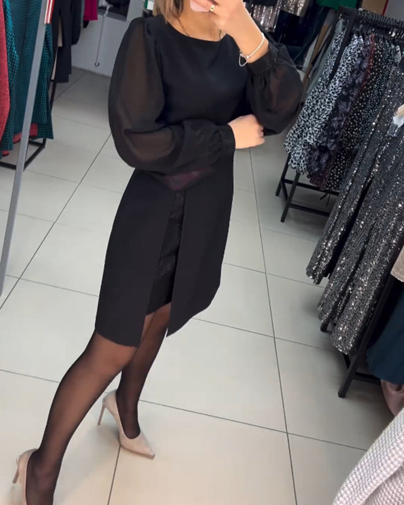 Carine™ - Elegant two-piece midi dress with high slit