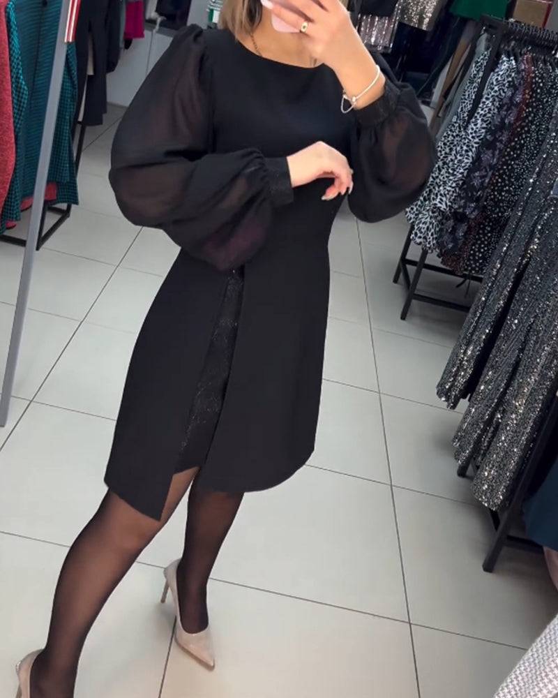Carine™ - Elegant two-piece midi dress with high slit