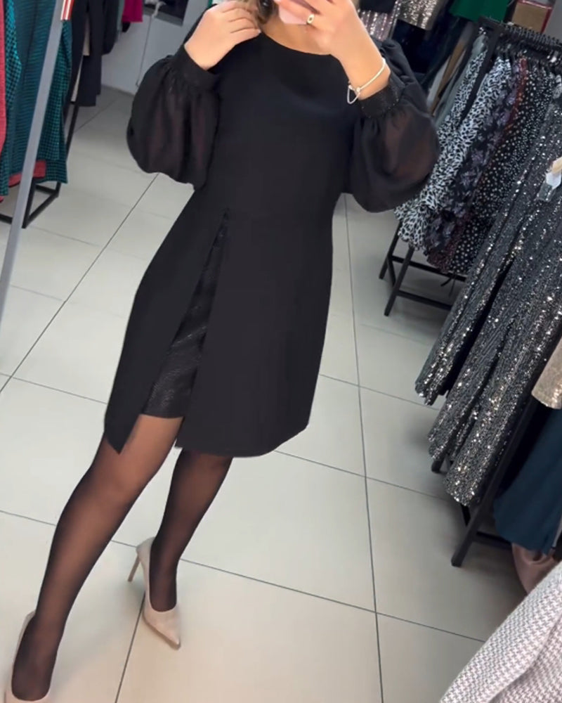 Carine™ - Elegant two-piece midi dress with high slit