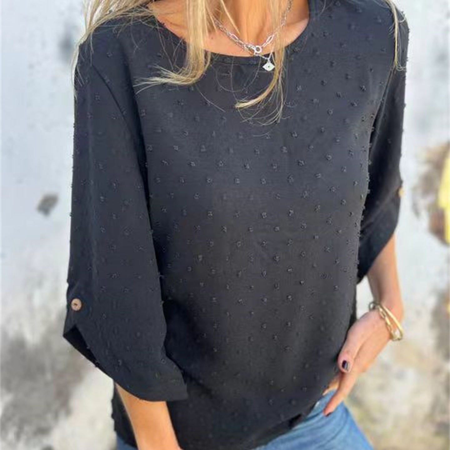 Marinette™ - Women's Casual Jacquard Crew Neck Top