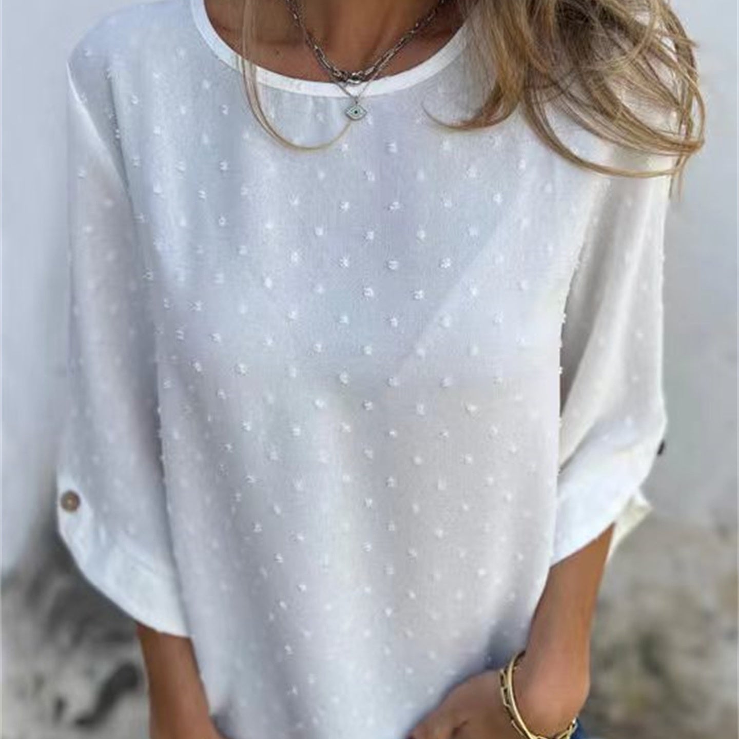Marinette™ - Women's Casual Jacquard Crew Neck Top