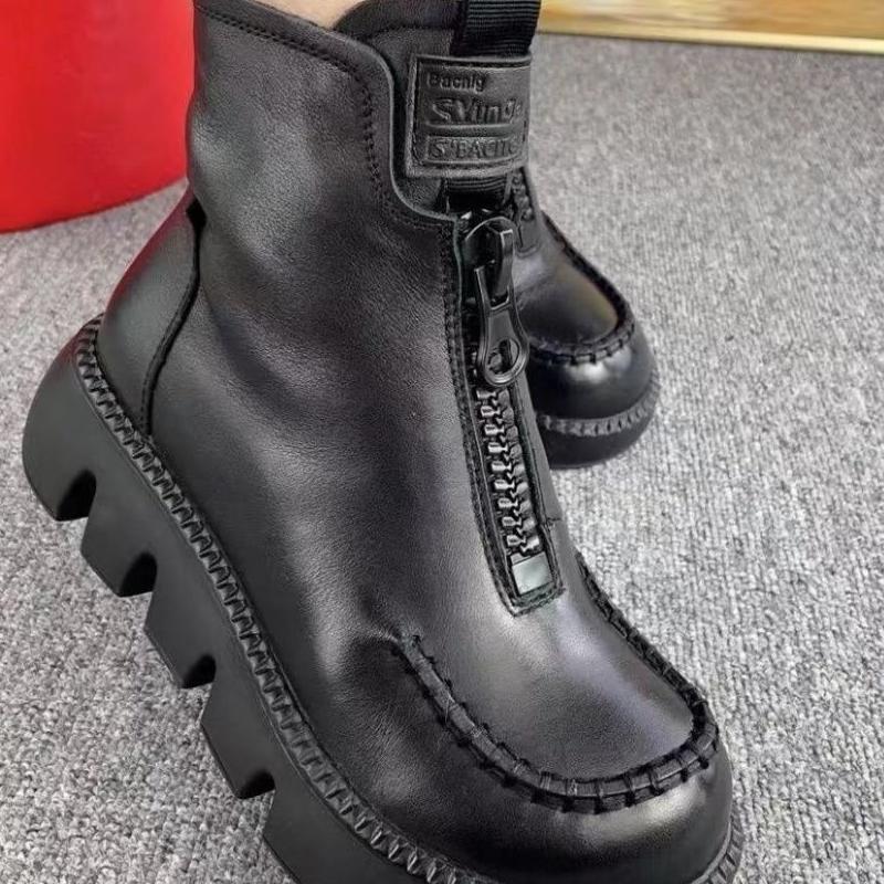 Coralie™ - Women's retro platform leather ankle boots