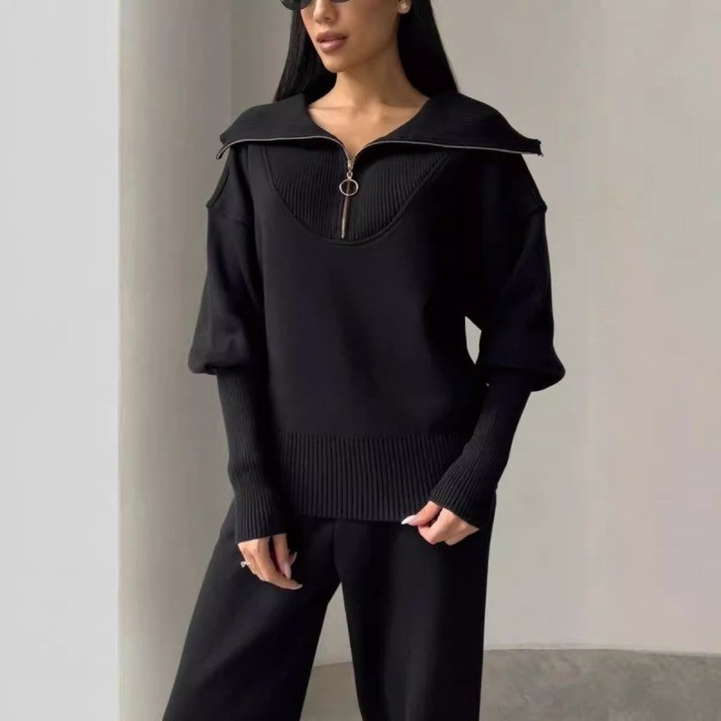 Rie™ - Women's Knitted Half Zip Sport Set
