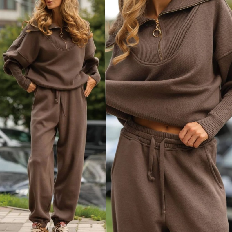 Rie™ - Women's Knitted Half Zip Sport Set