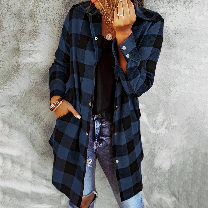 Larissa™ - Elegant Plaid Long Shirt Jacket