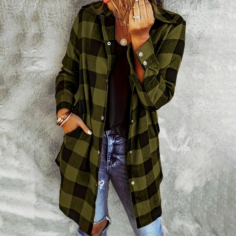 Larissa™ - Elegant Plaid Long Shirt Jacket