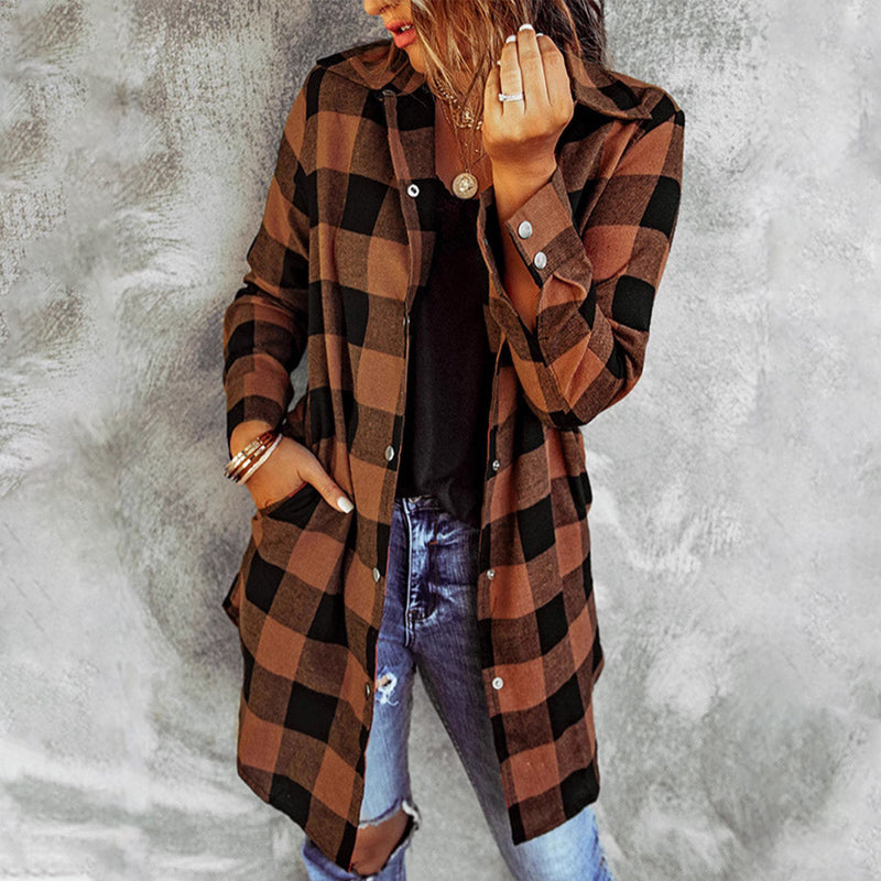 Larissa™ - Elegant Plaid Long Shirt Jacket