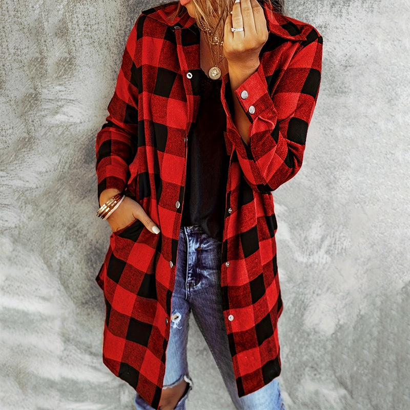 Larissa™ - Elegant Plaid Long Shirt Jacket