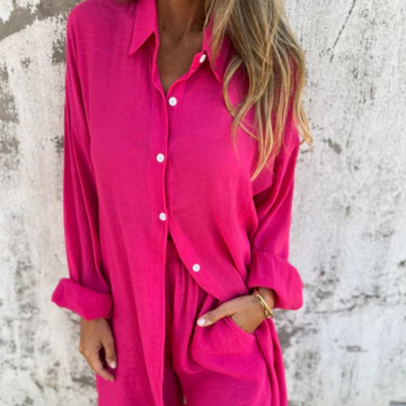 Alora™ - Women's Long Sleeve Shirt and Shorts Set