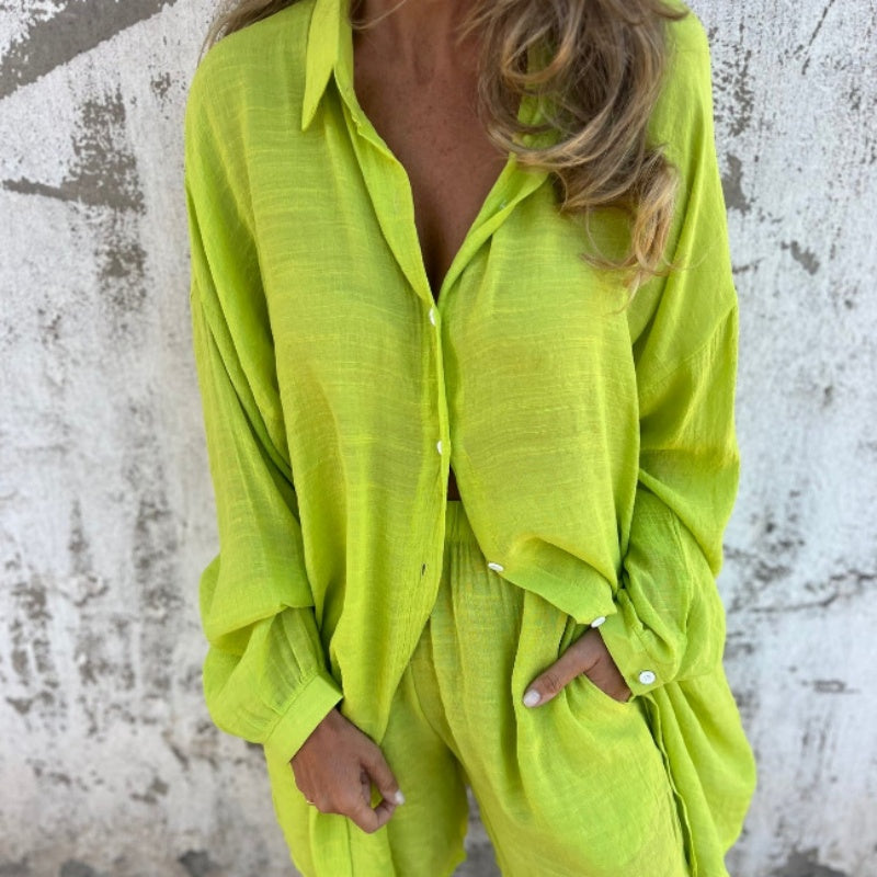 Alora™ - Women's Long Sleeve Shirt and Shorts Set