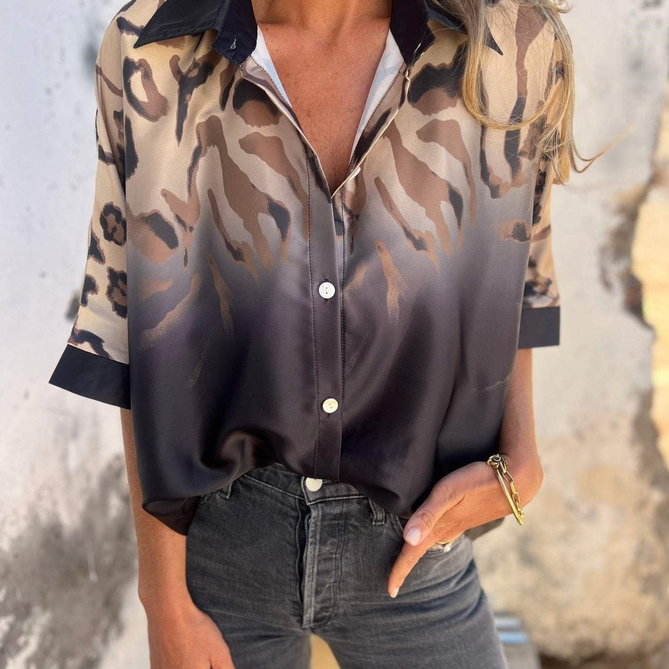 Marthe™ - Chemise boutonnée léopard pour femme