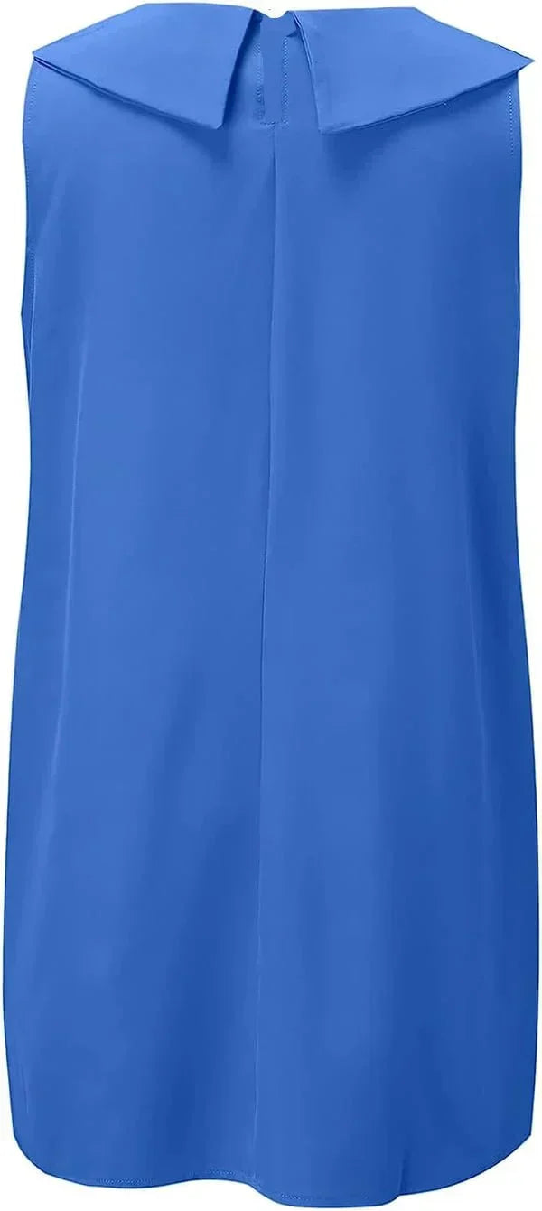 Stella™ - Elegant cotton and linen high neck dress