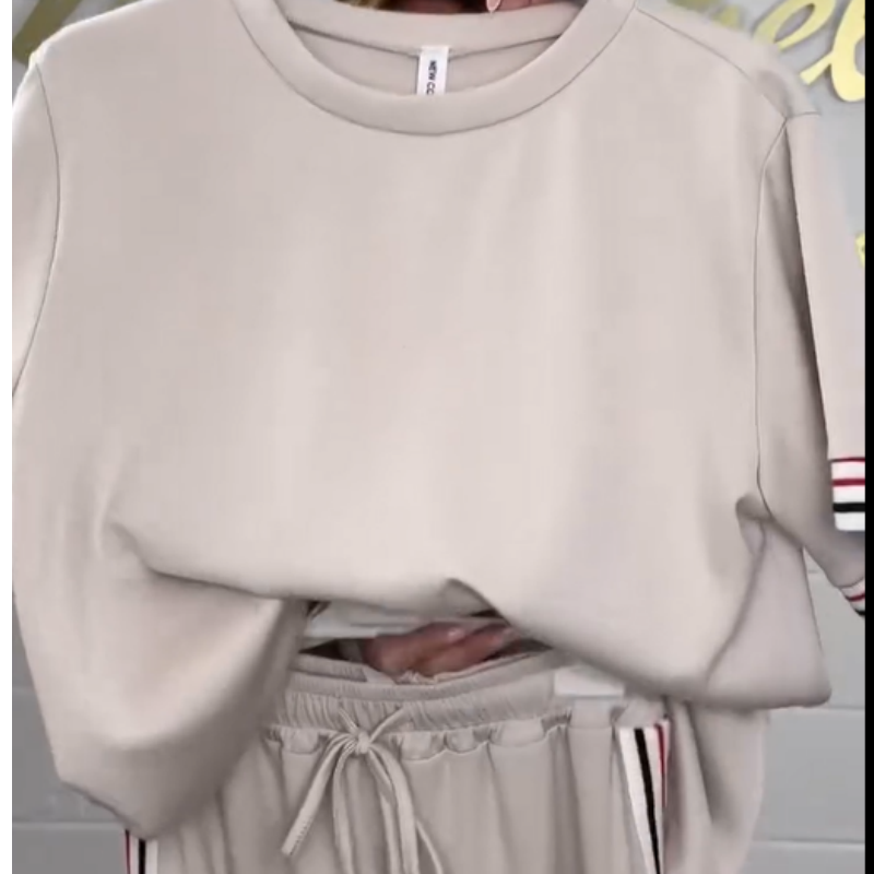 T-shirt à manches courtes et jogging à rayures latérales pour femme Milla™