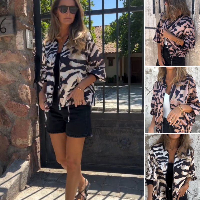 Hermione™ - Zebra Print Zip-Up Jacket