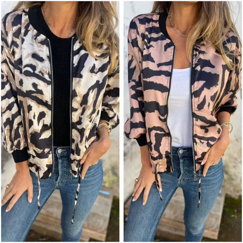 Hermione™ - Zebra Print Zip-Up Jacket