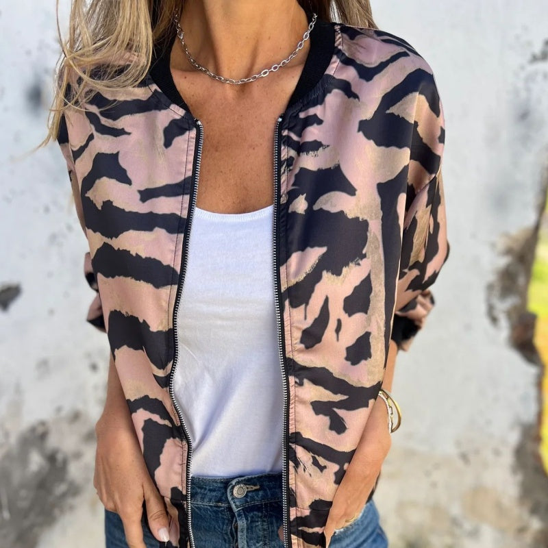 Hermione™ - Zebra Print Zip-Up Jacket